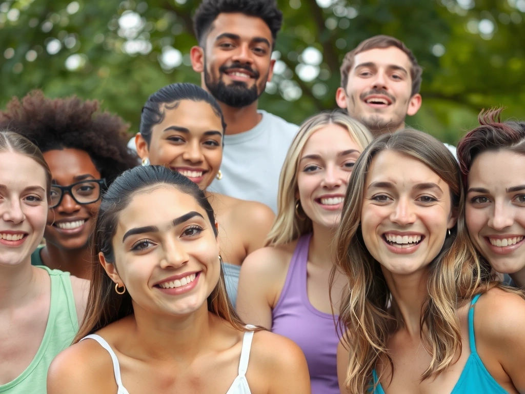 Diverse group of happy individuals with healthy, glowing skin