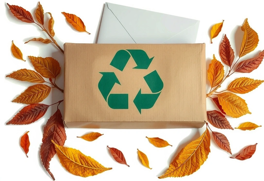 Eco-friendly packaging materials, recycled paper, and leaves