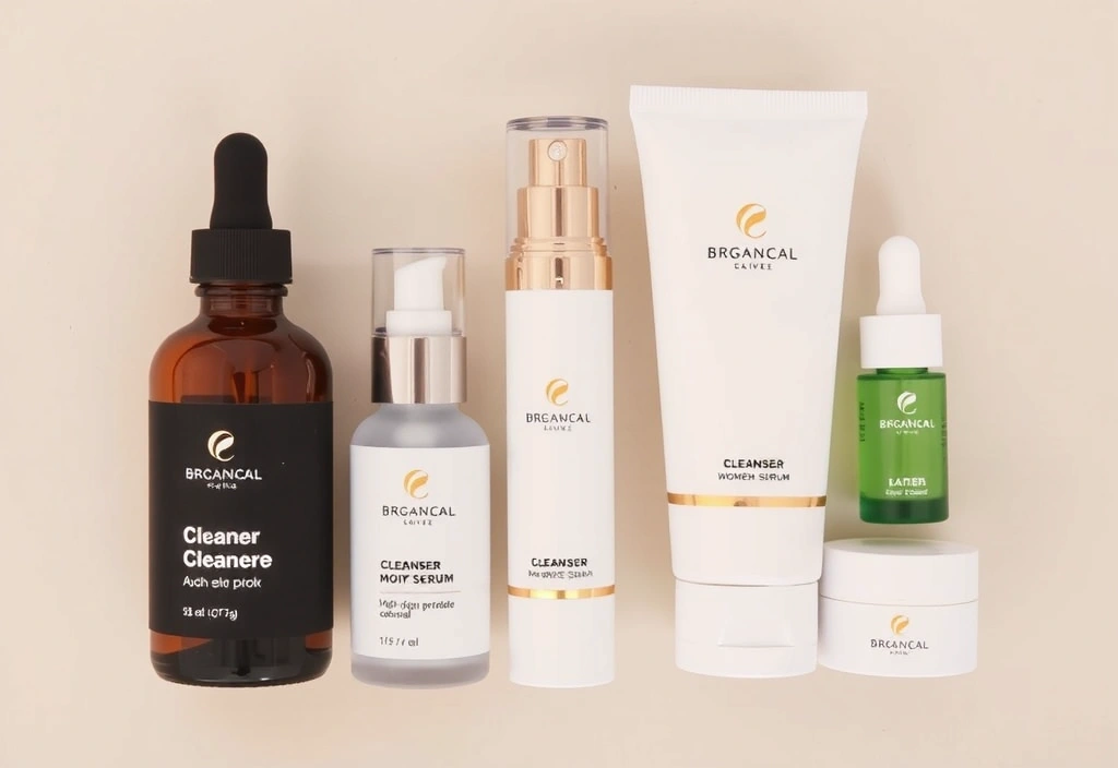 Various women's skincare products in elegant botanical packaging